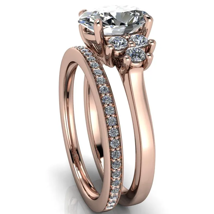 Rings Fire Brilliance Nirvana Oval Center Stone Multi Diamond Side Engagement Ring