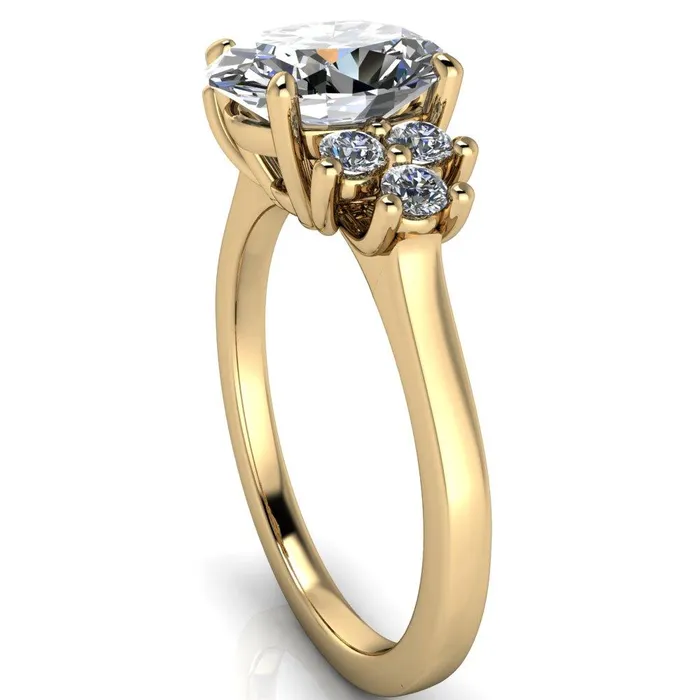 Rings Fire Brilliance Nirvana Oval Center Stone Multi Diamond Side Engagement Ring