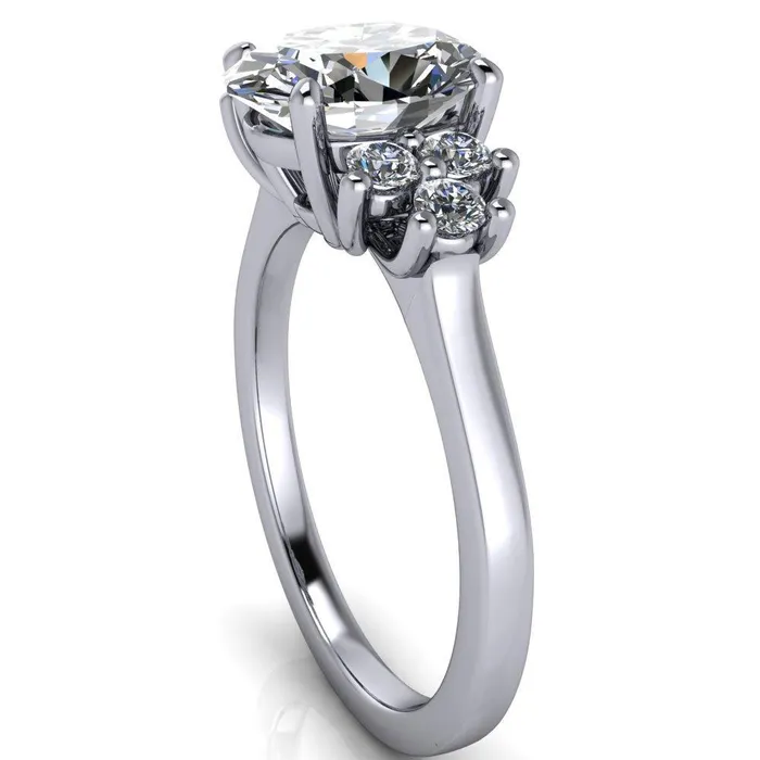 Rings Fire Brilliance Nirvana Oval Center Stone Multi Diamond Side Engagement Ring