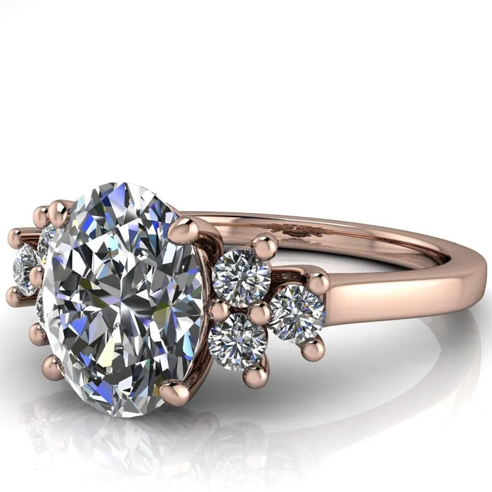 Rings Fire Brilliance Nirvana Oval Center Stone Multi Diamond Side Engagement Ring