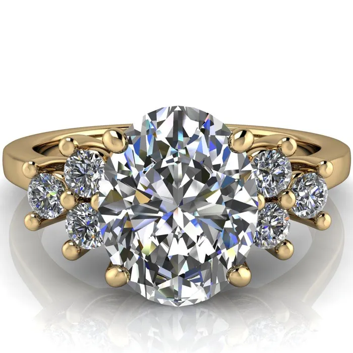 Rings Fire Brilliance Nirvana Oval Center Stone Multi Diamond Side Engagement Ring