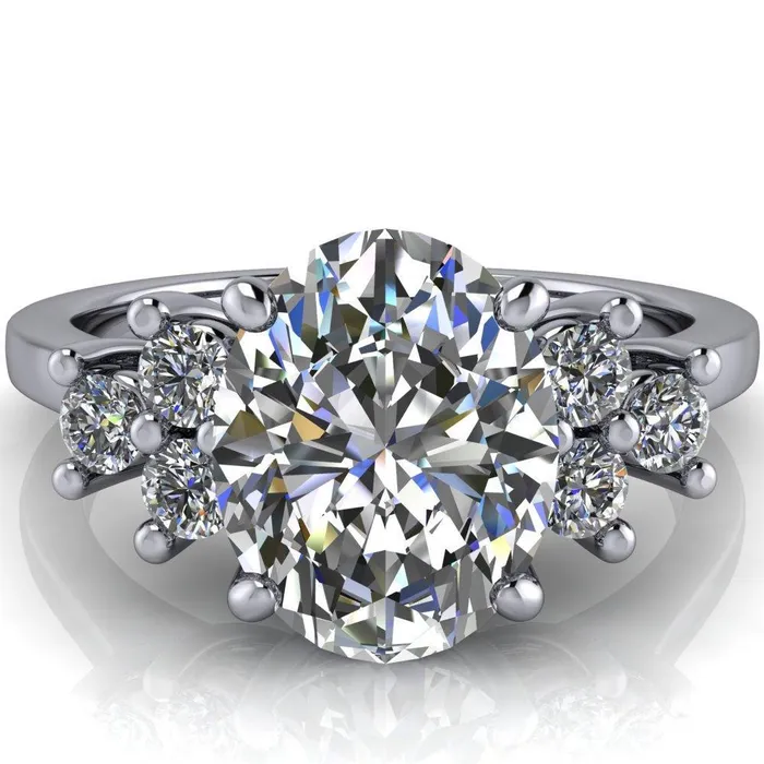 Rings Fire Brilliance Nirvana Oval Center Stone Multi Diamond Side Engagement Ring
