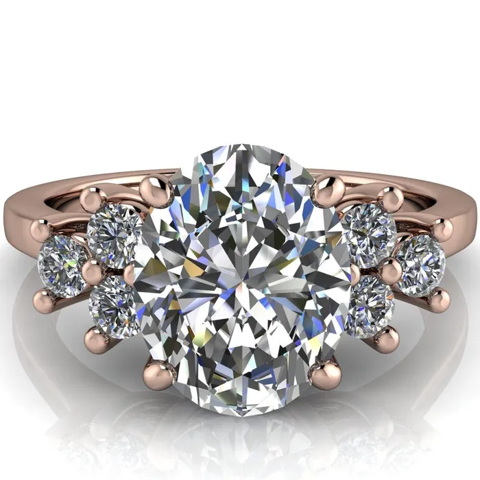 Rings Fire Brilliance Nirvana Oval Center Stone Multi Diamond Side Engagement Ring