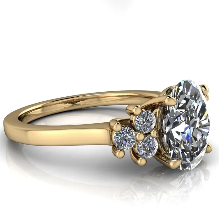 Rings Fire Brilliance Nirvana Oval Center Stone Multi Diamond Side Engagement Ring