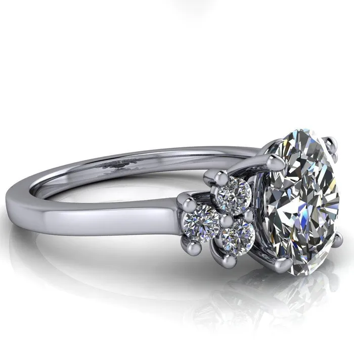 Rings Fire Brilliance Nirvana Oval Center Stone Multi Diamond Side Engagement Ring