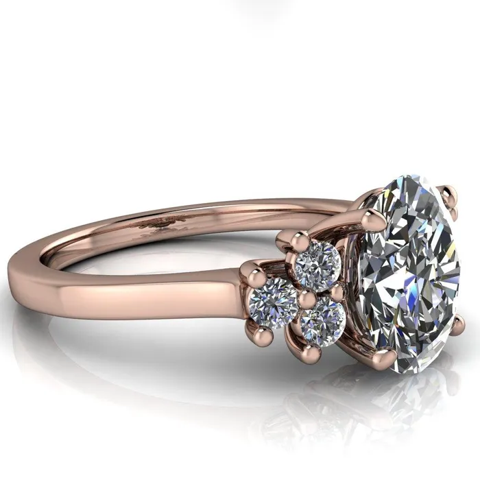 Rings Fire Brilliance Nirvana Oval Center Stone Multi Diamond Side Engagement Ring