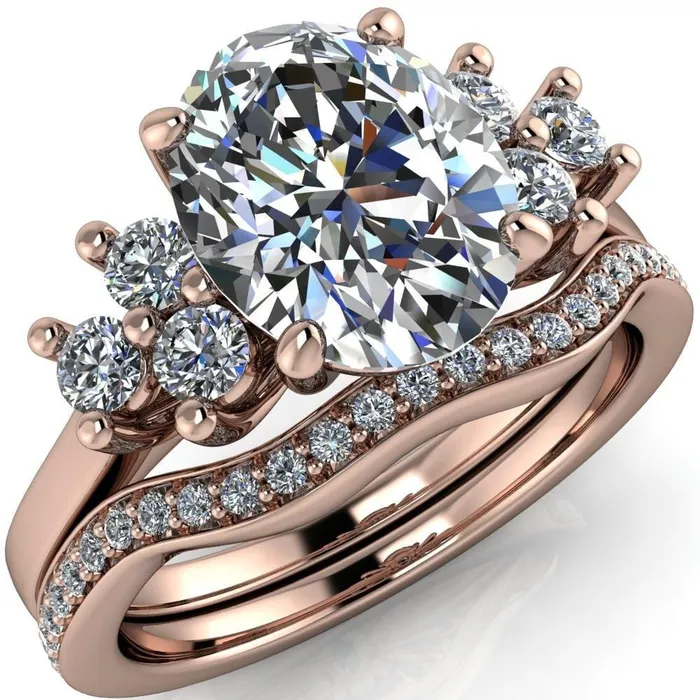 Rings Fire Brilliance Nirvana Oval Center Stone Multi Diamond Side Engagement Ring