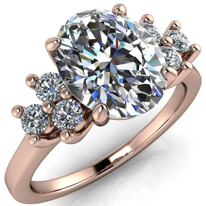 Rings Fire Brilliance Nirvana Oval Center Stone Multi Diamond Side Engagement Ring