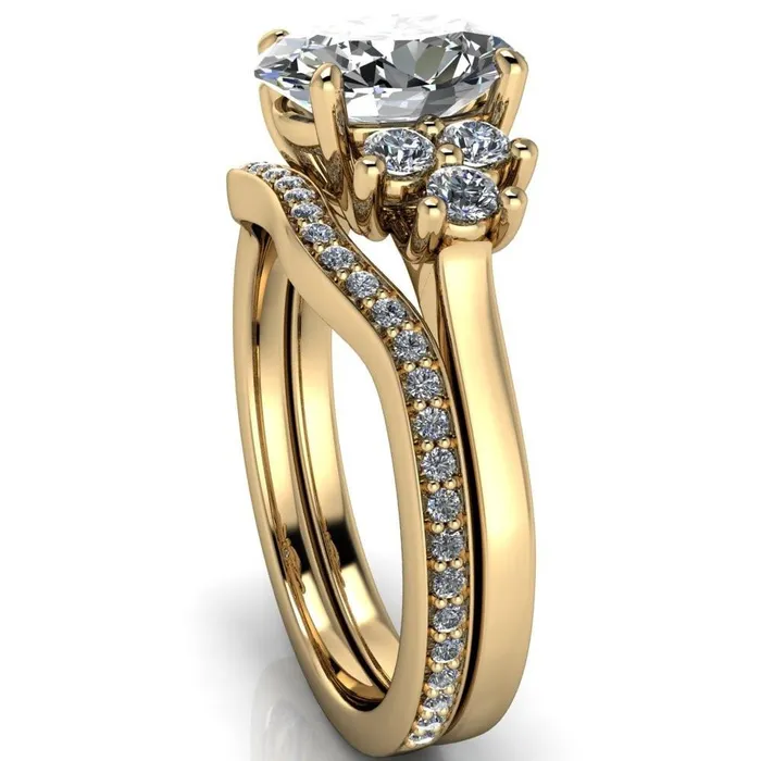 Rings Fire Brilliance Nirvana Oval Center Stone Multi Diamond Side Engagement Ring