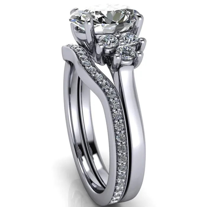 Rings Fire Brilliance Nirvana Oval Center Stone Multi Diamond Side Engagement Ring