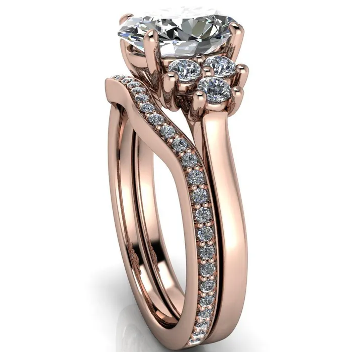 Rings Fire Brilliance Nirvana Oval Center Stone Multi Diamond Side Engagement Ring