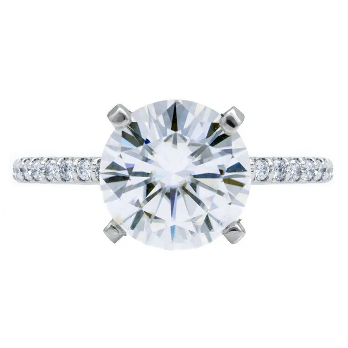 Rings Fire Brilliance Round Center Stone 4 Prongs Diamond Accent Ice Solitaire Ring Rings Fire Brilliance Round Center Stone 4 Prongs Diamond Accent Ice Solitaire Ring