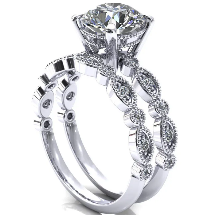 Rings Fire Brilliance Shirley Round Center Stone 4 Prong Loop Diamond Side Engagement Ring