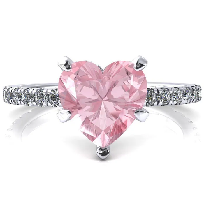 Rings Fire Brilliance Sicili Heart Pink Sapphire 5 Prong 34 Micro Pave Diamond Engagement Ring Rings Fire Brilliance Sicili Heart Pink Sapphire 5 Prong 34 Micro Pave Diamond Engagement Ring