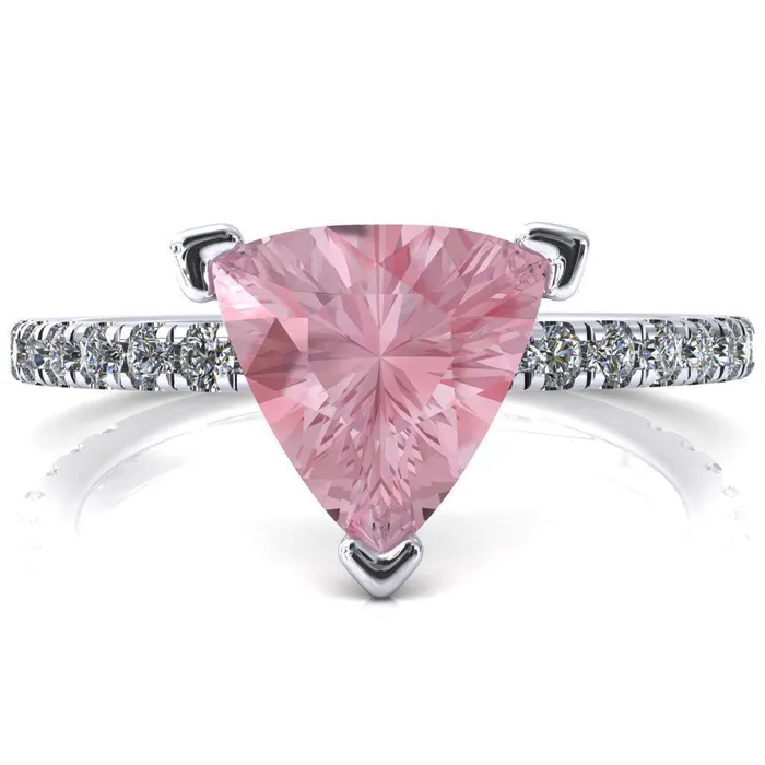 Rings Fire Brilliance Sicili Trillion Pink Sapphire 3 Prong 34 Micro Pave Diamond Engagement Ring Rings Fire Brilliance Sicili Trillion Pink Sapphire 3 Prong 34 Micro Pave Diamond Engagement Ring