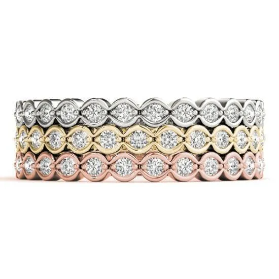 Rings Fire Brilliance Stackables 34 Eternity TriTone Gold OpenEnded Loop 3Band Set Selectables Rings Fire Brilliance Stackables 34 Eternity TriTone Gold OpenEnded Loop 3Band Set Selectables