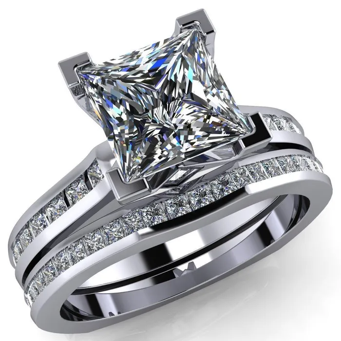 Rings Fire Brilliance Stark PrincessSquare Full Bezel Diamond Channel Engagement Ring Rings Fire Brilliance Stark PrincessSquare Full Bezel Diamond Channel Engagement Ring