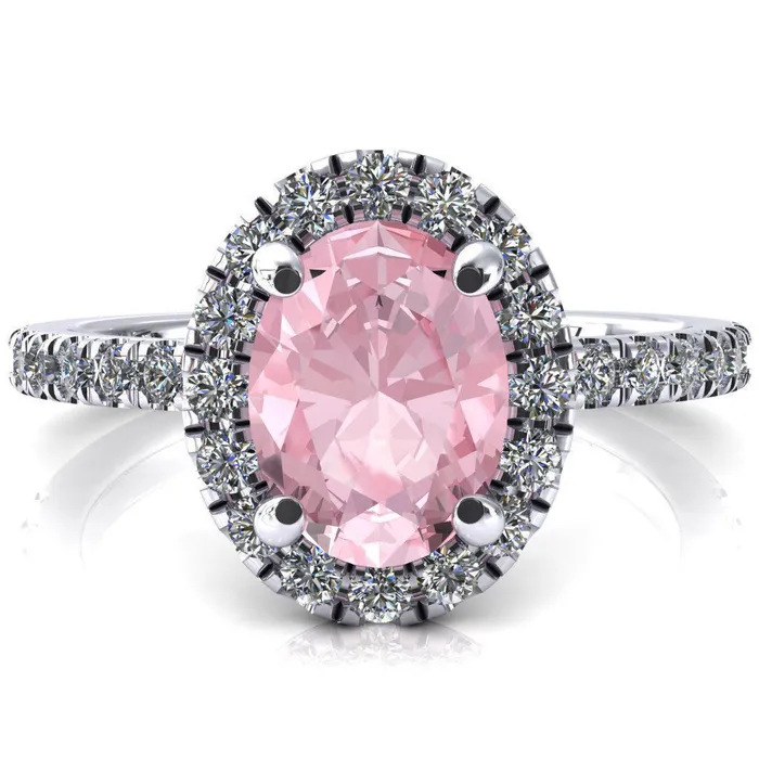 Rings Fire Brilliance Talia Oval Pink Sapphire 4 Prong Halo 58 Micropave Engagement Ring Rings Fire Brilliance Talia Oval Pink Sapphire 4 Prong Halo 58 Micropave Engagement Ring