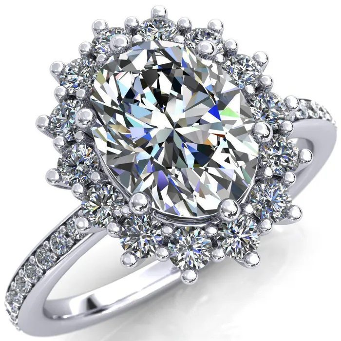Rings Fire Brilliance The Duchess Oval Center Stone 6 Prong Diamond Cluster Halo Ring Rings Fire Brilliance The Duchess Oval Center Stone 6 Prong Diamond Cluster Halo Ring