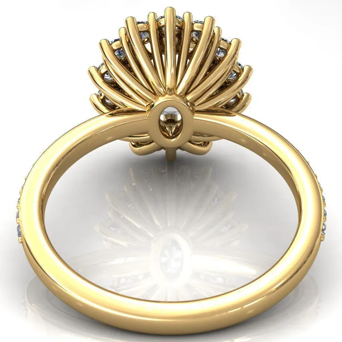 Rings Fire Brilliance The Duchess Oval Center Stone 6 Prong Diamond Cluster Halo Ring