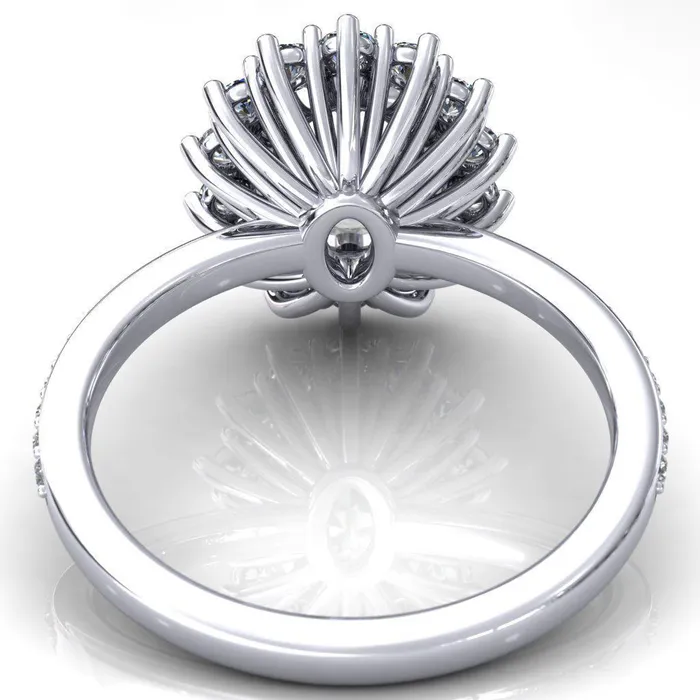 Rings Fire Brilliance The Duchess Oval Center Stone 6 Prong Diamond Cluster Halo Ring