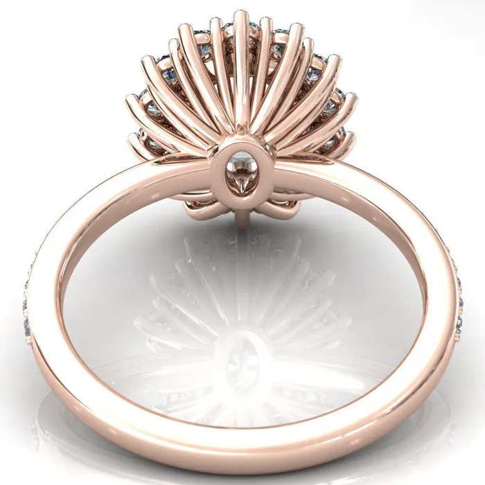 Rings Fire Brilliance The Duchess Oval Center Stone 6 Prong Diamond Cluster Halo Ring