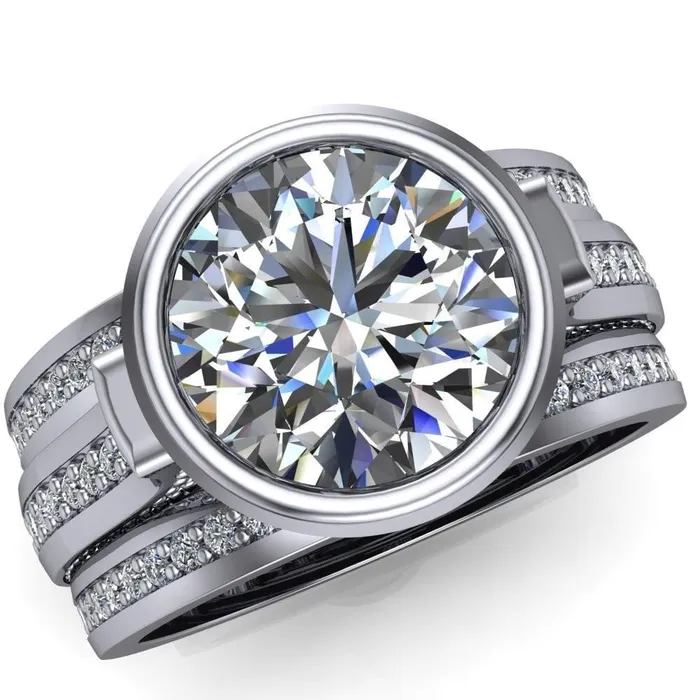 Rings Iliana Round Center Stone 6 Diamond Sides Cathedral Engagement Ring Fire Brilliance Rings Iliana Round Center Stone 6 Diamond Sides Cathedral Engagement Ring Fire Brilliance