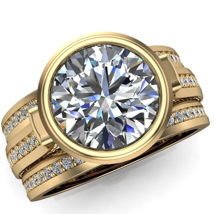 Rings Iliana Round Center Stone 6 Diamond Sides Cathedral Engagement Ring Fire Brilliance 