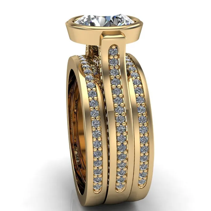Rings Iliana Round Center Stone 6 Diamond Sides Cathedral Engagement Ring Fire Brilliance 