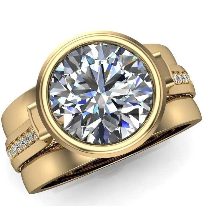 Rings Iliana Round Center Stone 6 Diamond Sides Cathedral Engagement Ring Fire Brilliance 