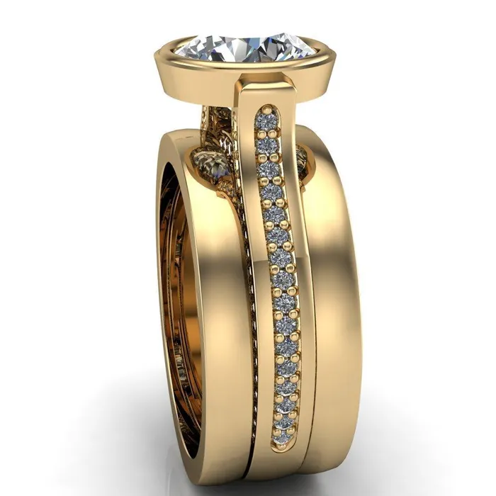 Rings Iliana Round Center Stone 6 Diamond Sides Cathedral Engagement Ring Fire Brilliance 