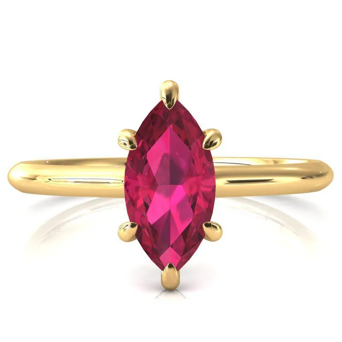Rings Janey Marquise Ruby 6 Prongs Claw Floating Halo Inverted Cathedral Ring Fire Brilliance 