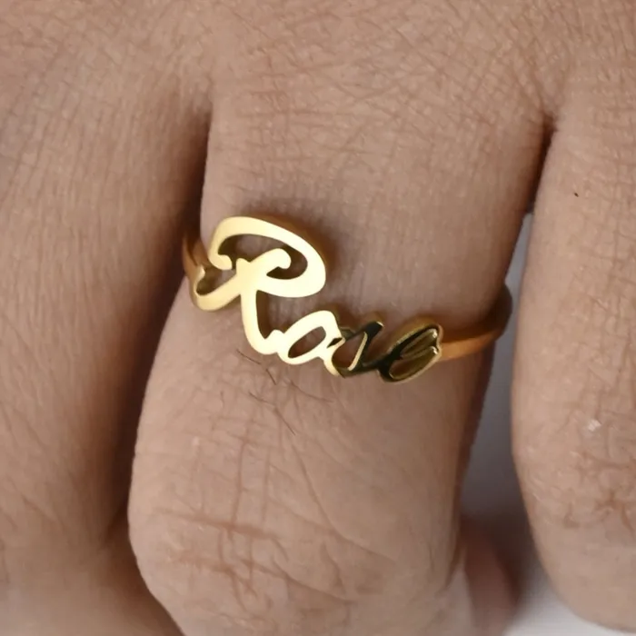 Rings Jewelvers 18K GoldFilled Custom Name Ring Personalized Name Ring