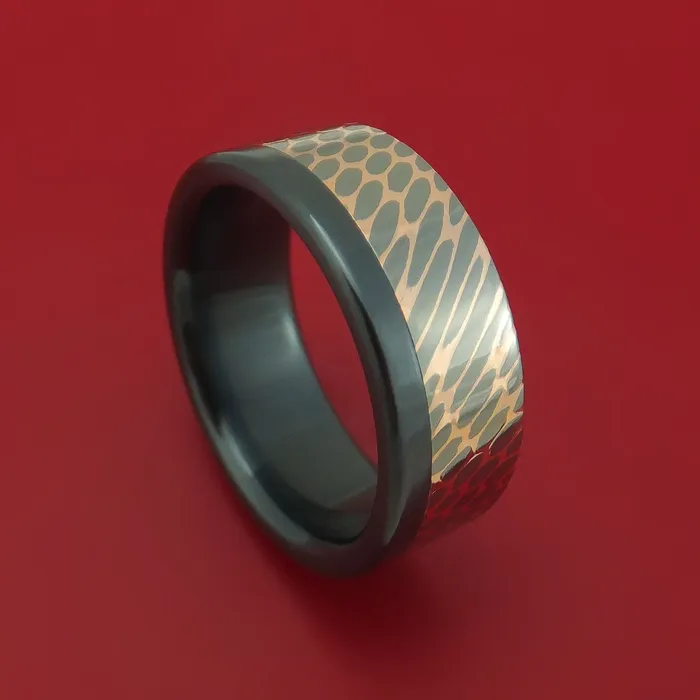 Rings Lashbrook Black Zirconium and Superconductor OffSet Ring Custom Made Band Rings Lashbrook Black Zirconium and Superconductor OffSet Ring Custom Made Band