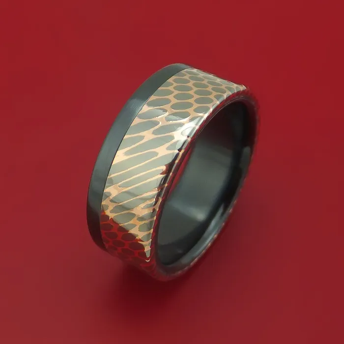 Rings Lashbrook Black Zirconium and Superconductor OffSet Ring Custom Made Band Rings Lashbrook Black Zirconium and Superconductor OffSet Ring Custom Made Band