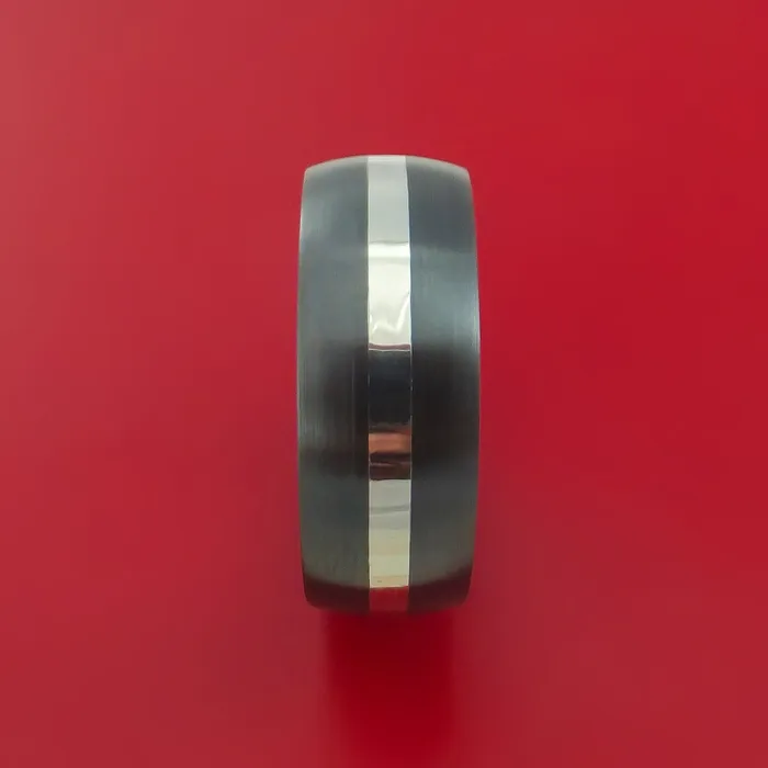 Rings Lashbrook Black Zirconium Ring with Platinum Inlay and Interior Hardwood Sleeve Custom Made Band Rings Lashbrook Black Zirconium Ring with Platinum Inlay and Interior Hardwood Sleeve Custom Made Band