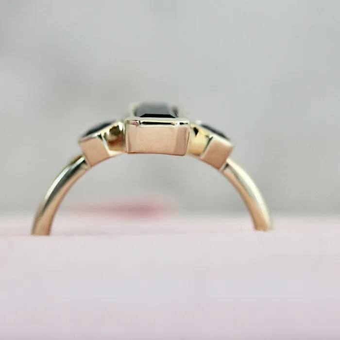 Rings Made By Gem Breakfast Last Dance Teal Emerald Cut Montana Sapphire Ring