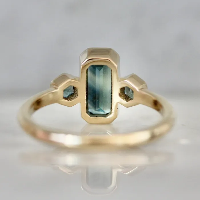 Rings Made By Gem Breakfast Last Dance Teal Emerald Cut Montana Sapphire Ring