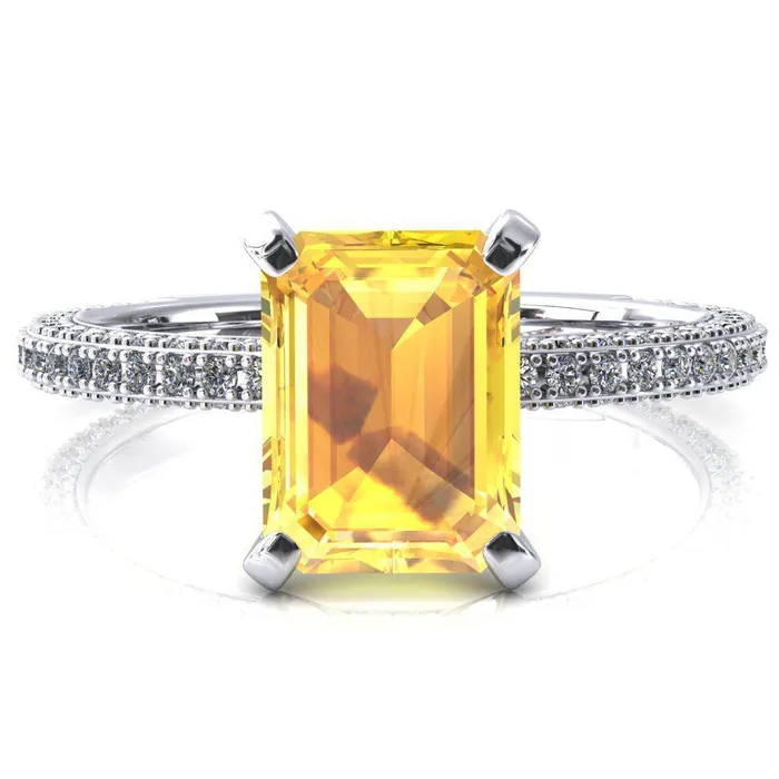 Rings Mariyah Emerald Yellow Sapphire 4 Prong 34 Eternity 3 Sided Diamond Shank Engagement Ring Fire Brilliance Rings Mariyah Emerald Yellow Sapphire 4 Prong 34 Eternity 3 Sided Diamond Shank Engagement Ring Fire Brilliance
