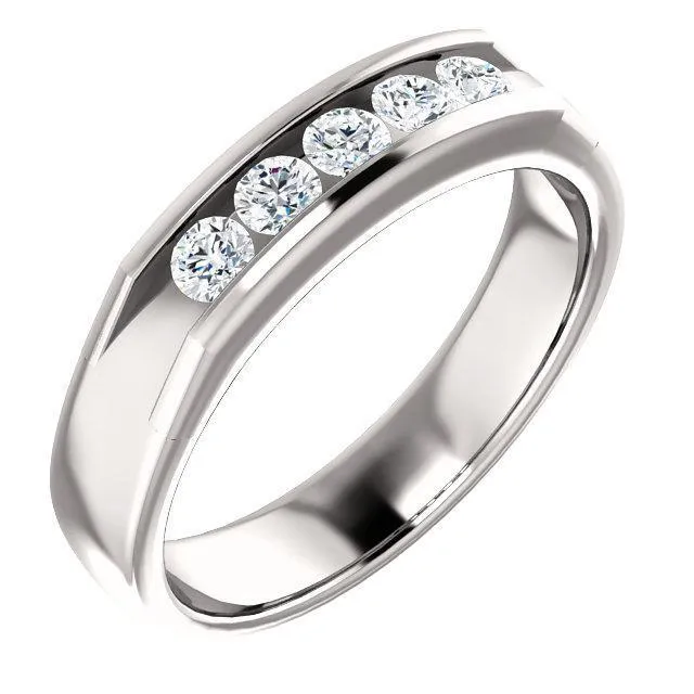 Rings Matthew Round 5 Stone Mens Wedding Band Fire Brilliance 