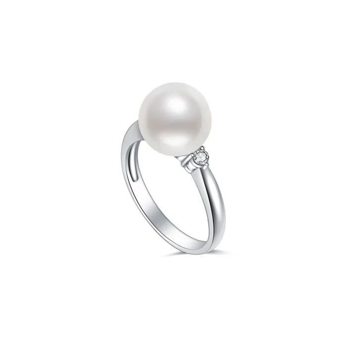 Rings Pearly Lustre 18K Diamond Australian White South Sea Pearl Ring KR00049