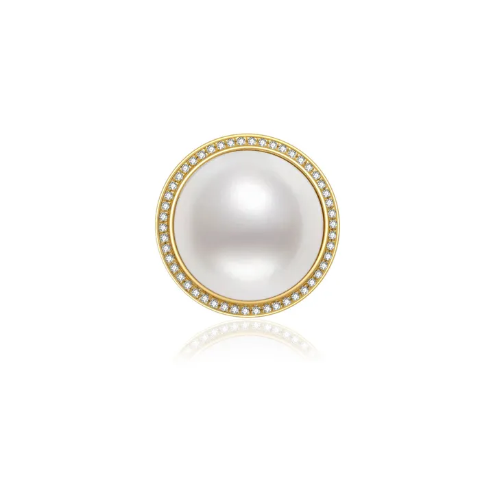 Rings Pearly Lustre 18K Diamond Edison Mabe Pearl Ring KR00057