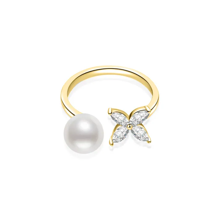Rings Pearly Lustre Top Grade Freshwater Pearl Ring WR00309 EVERLEAF
