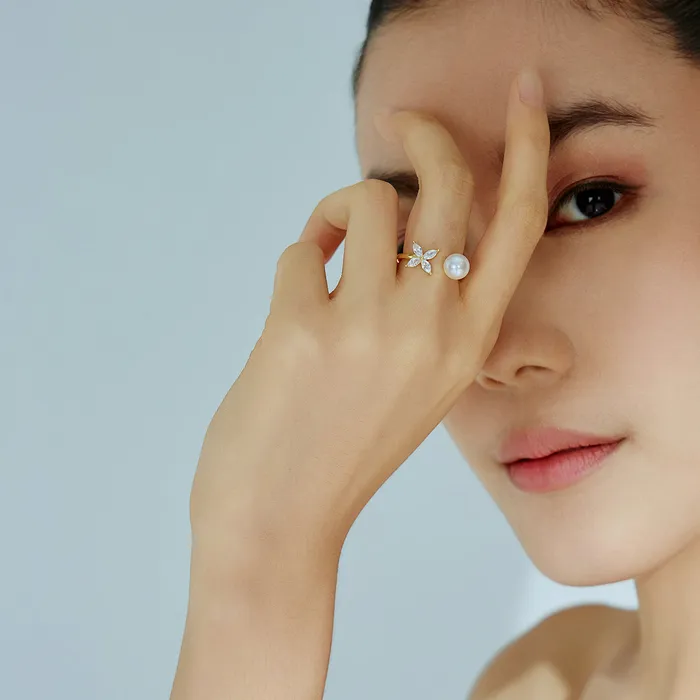 Rings Pearly Lustre Top Grade Freshwater Pearl Ring WR00309 EVERLEAF