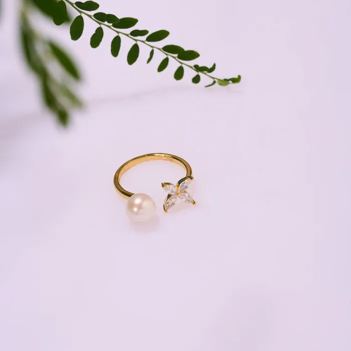Rings Pearly Lustre Top Grade Freshwater Pearl Ring WR00309 EVERLEAF