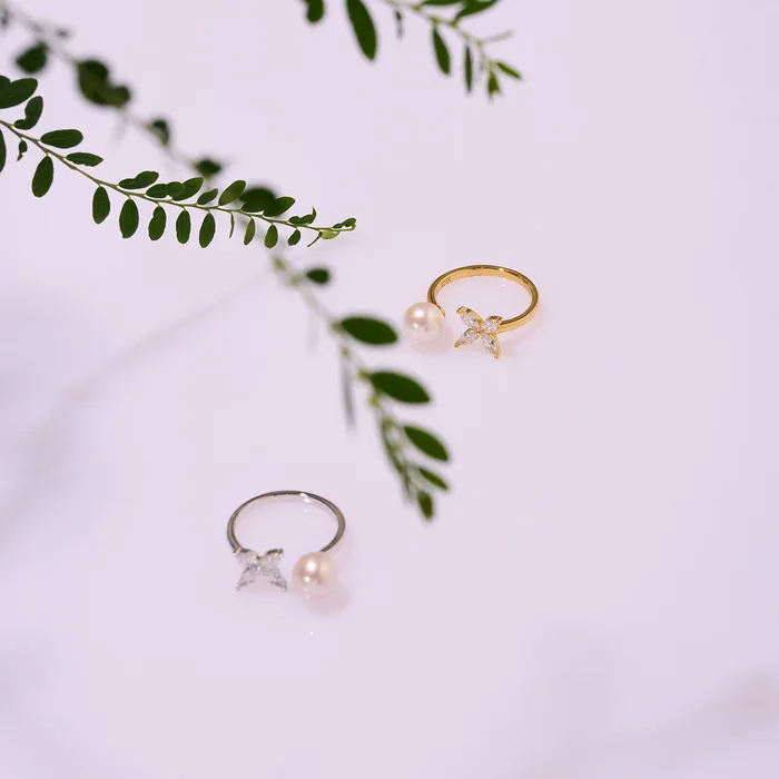 Rings Pearly Lustre Top Grade Freshwater Pearl Ring WR00309 EVERLEAF
