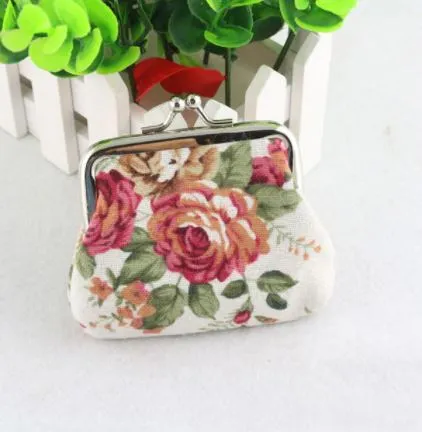 Rings POLLY G129 White Floral Print Clasp Coin Purse