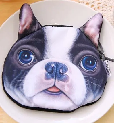 Rings POLLY G72 Cute Black White Dog Zipper Bag
