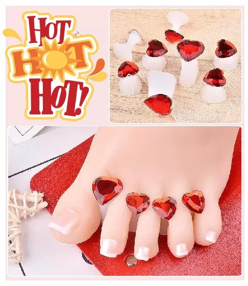 Rings POLLY NS121 Red Heart Gem Soft Silicone Finger or Toe Separators 8 Piece Set