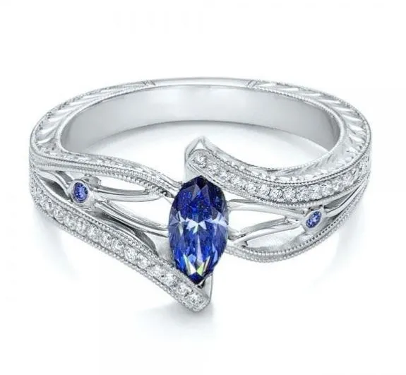 Rings polly R17 Silver Blue Gemstone Ring